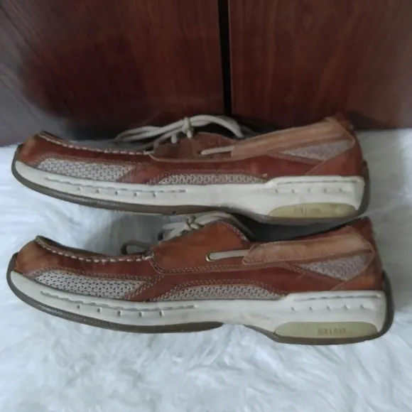 Men's Dunham Captain Mesh Brown Boat Shoe 9 1/2D