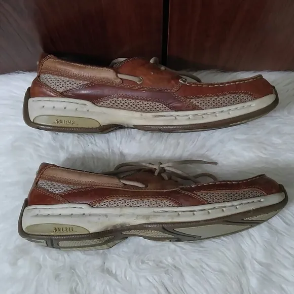 Men's Dunham Captain Mesh Brown Boat Shoe 9 1/2D