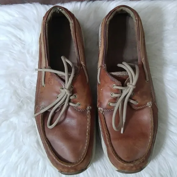 Men's Dunham Captain Mesh Brown Boat Shoe 9 1/2D