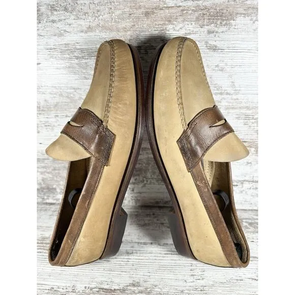Men's G.H. Bass &amp; Co. Brown Leather Two-Tone Penny Loafers Sz 12D