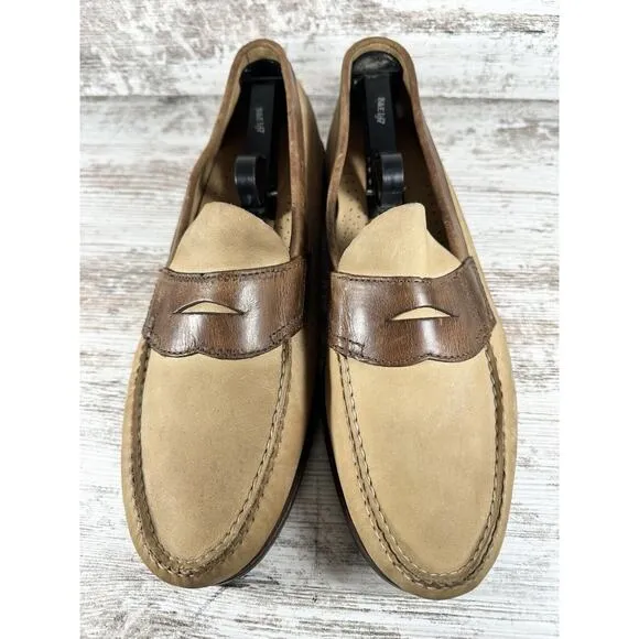 Men's G.H. Bass &amp; Co. Brown Leather Two-Tone Penny Loafers Sz 12D