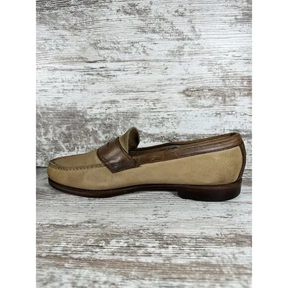 Men's G.H. Bass &amp; Co. Brown Leather Two-Tone Penny Loafers Sz 12D