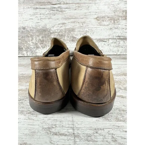 Men's G.H. Bass &amp; Co. Brown Leather Two-Tone Penny Loafers Sz 12D