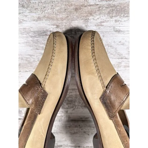 Men's G.H. Bass &amp; Co. Brown Leather Two-Tone Penny Loafers Sz 12D