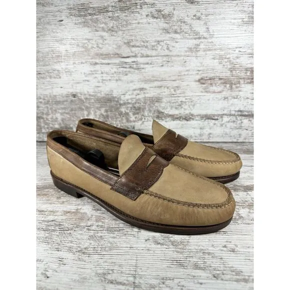 Men's G.H. Bass &amp; Co. Brown Leather Two-Tone Penny Loafers Sz 12D