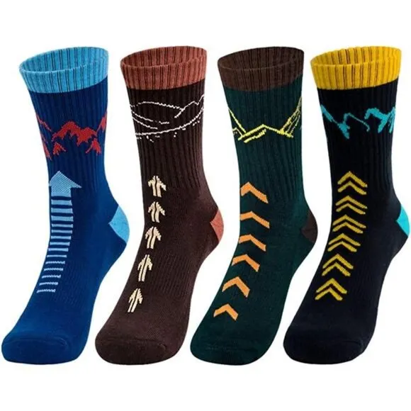 Men's Hiking Socks Moisture Wicking Cushion Crew Socks 4 Pack