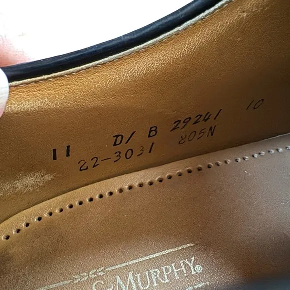 Men’s Johnston and Murphy Optima Size 11 Black Leather Oxford/Derby Shoes