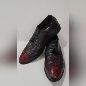 Mens Leather Burgundy Crocodile Oxford Shoes Size 8