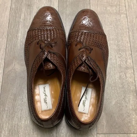 Mens‎ Mezlan Genuine Crocodile Woven Lace Up Oxford Shoes