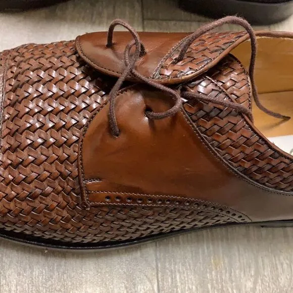 Mens‎ Mezlan Genuine Crocodile Woven Lace Up Oxford Shoes