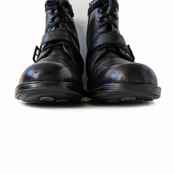 Men's Rockport Black Leather Combat Buckle Boots | Size 11