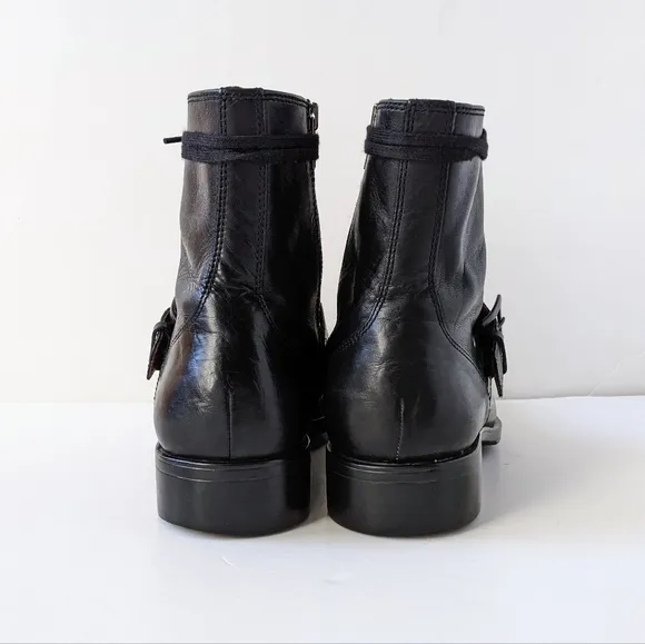 Men's Rockport Black Leather Combat Buckle Boots | Size 11