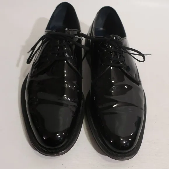 Mens Salvatore Ferragamo Black Patent Leather Tie Up Oxford Dress Shoes 7.5 EE