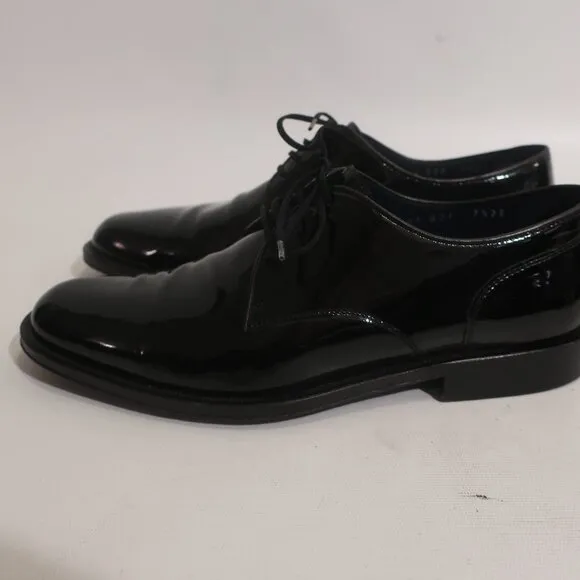 Mens Salvatore Ferragamo Black Patent Leather Tie Up Oxford Dress Shoes 7.5 EE