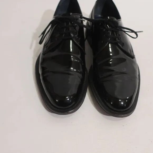 Mens Salvatore Ferragamo Black Patent Leather Tie Up Oxford Dress Shoes 7.5 EE