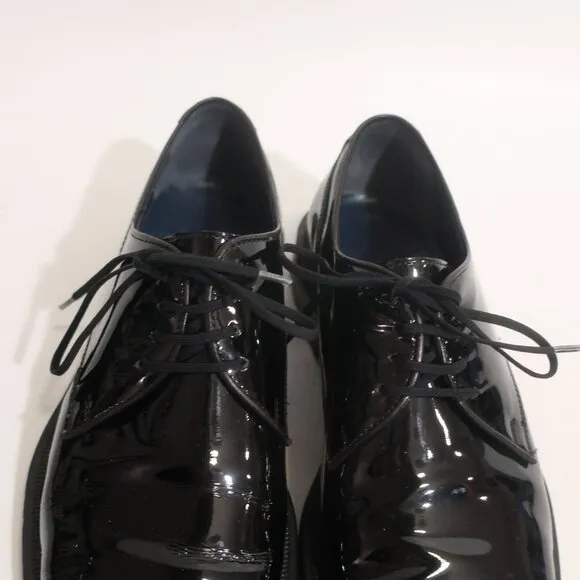 Mens Salvatore Ferragamo Black Patent Leather Tie Up Oxford Dress Shoes 7.5 EE