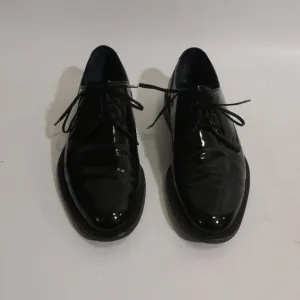 Mens Salvatore Ferragamo Black Patent Leather Tie Up Oxford Dress Shoes 7.5 EE