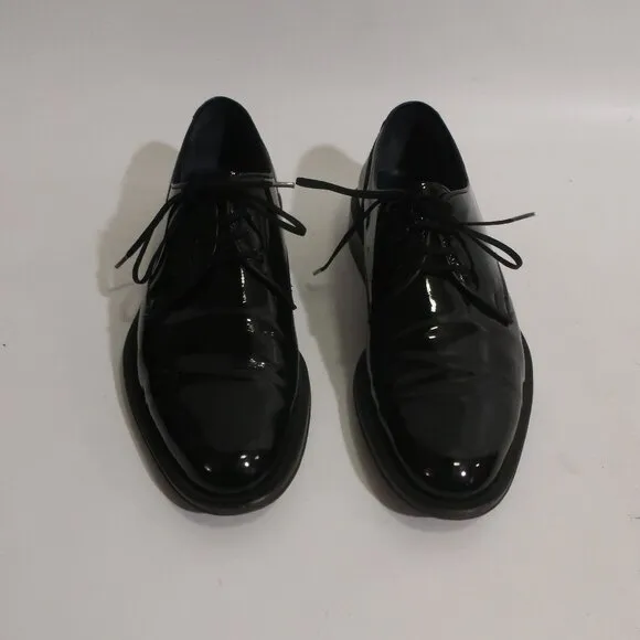 Mens Salvatore Ferragamo Black Patent Leather Tie Up Oxford Dress Shoes 7.5 EE