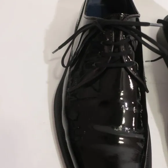 Mens Salvatore Ferragamo Black Patent Leather Tie Up Oxford Dress Shoes 7.5 EE