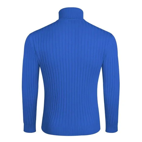MEN'S Slim Fit Turtleneck Sweater Lightweight Blue