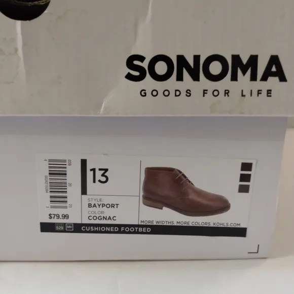 Men's Sonoma Bayport  Lace Boots, sz 13, Brown/ Cognac, NIB
