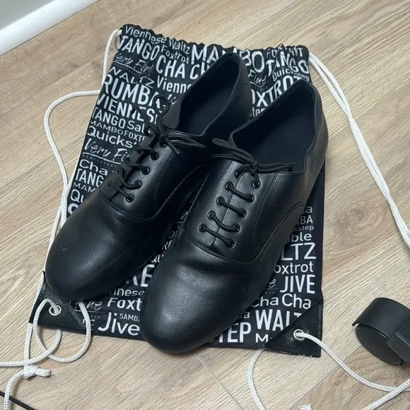 Men's Very Fine Black Ballroom Dance Shoes with Bag Size 11