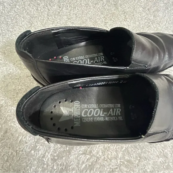 Mephisto Mens Size 8 Black Leather Slip On Loafers