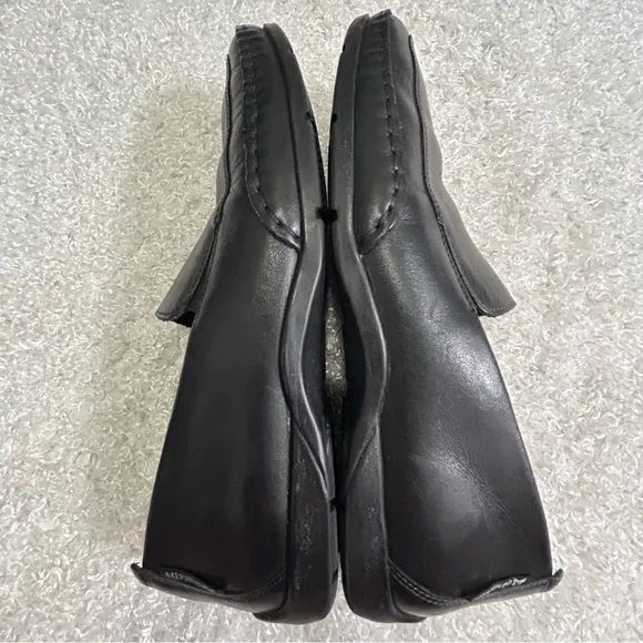 Mephisto Mens Size 8 Black Leather Slip On Loafers