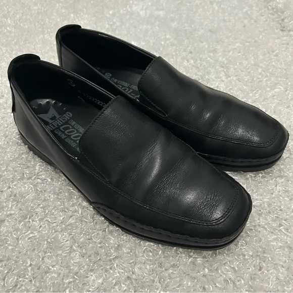 Mephisto Mens Size 8 Black Leather Slip On Loafers