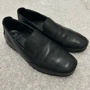 Mephisto Mens Size 8 Black Leather Slip On Loafers