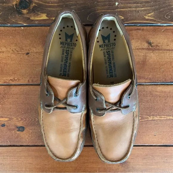 Mephisto Spinnaker Men's Two-Tone Brown Low Top Boat Shoe Size 10 1/2