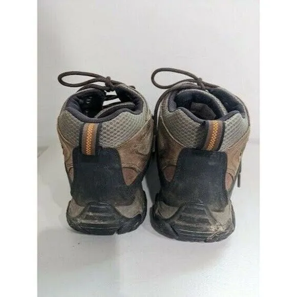 Merrell Mens Sz 8.5 Black Bracken Hiking Boots Brown Leather Lace Up Activewear