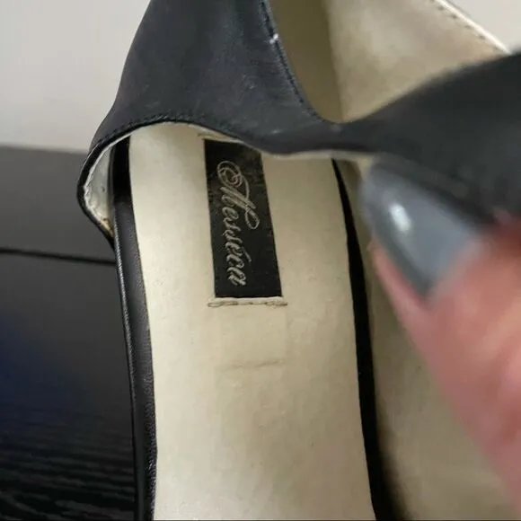 Messeca New York Cecilia Black Leather Platform Wedges. 9.5