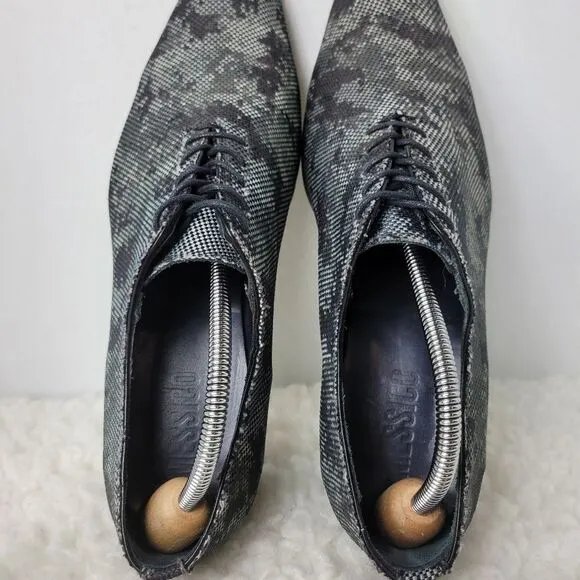Messico Men's Size 9.5 Oxford Derby  Gray  Leather Camo Shoes