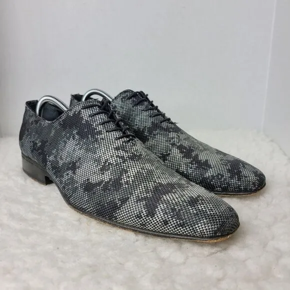 Messico Men's Size 9.5 Oxford Derby  Gray  Leather Camo Shoes