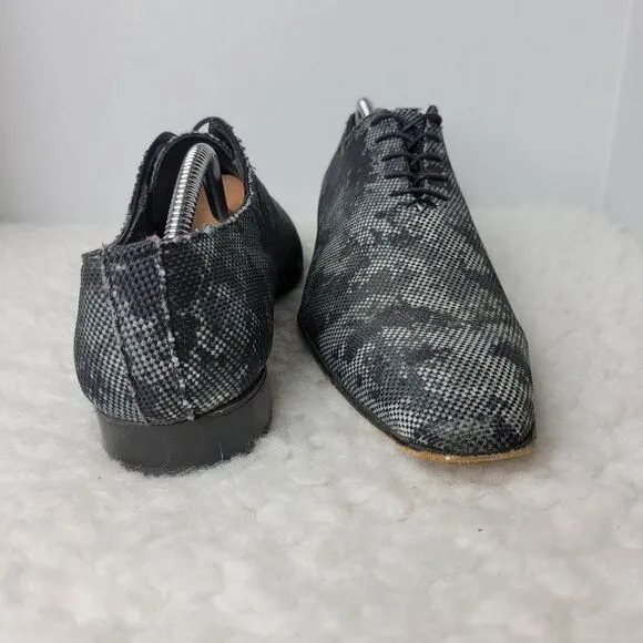 Messico Men's Size 9.5 Oxford Derby  Gray  Leather Camo Shoes