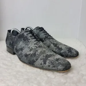 Messico Men's Size 9.5 Oxford Derby  Gray  Leather Camo Shoes