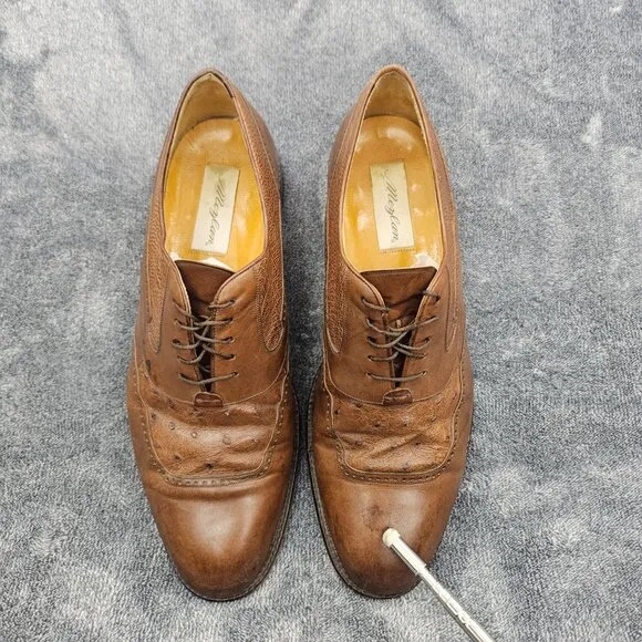 MEZLAN Genuine Ostrich Dress Shoes Mens 13M Derby Loafer brown lace-up oxford