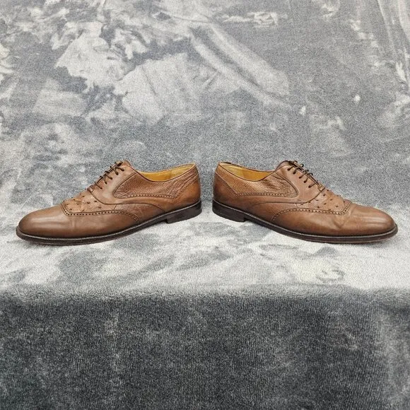 MEZLAN Genuine Ostrich Dress Shoes Mens 13M Derby Loafer brown lace-up oxford