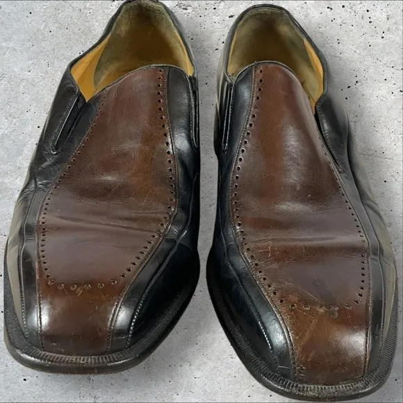Mezlan Shoes Loafers Men’s Size 8.5 Black Brown Two Tone Slip On