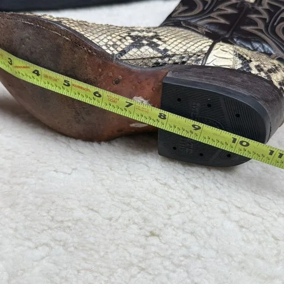 Mezquite Exotic Leather Snakeskin Two Tone Embroidered Cowboy Cowgirl Boots‎ 5.5