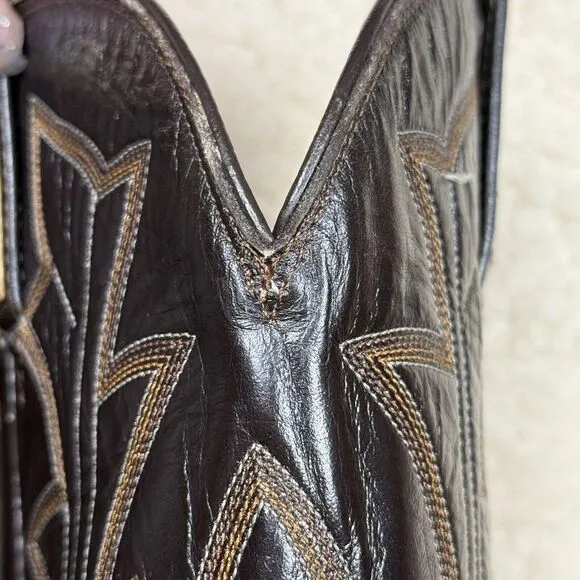 Mezquite Exotic Leather Snakeskin Two Tone Embroidered Cowboy Cowgirl Boots‎ 5.5