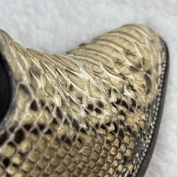 Mezquite Exotic Leather Snakeskin Two Tone Embroidered Cowboy Cowgirl Boots‎ 5.5