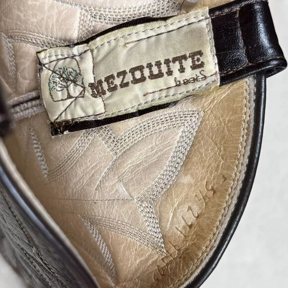 Mezquite Exotic Leather Snakeskin Two Tone Embroidered Cowboy Cowgirl Boots‎ 5.5