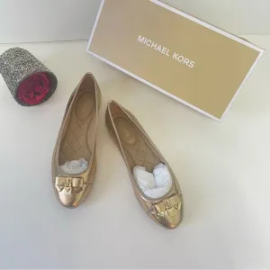 Michael Kors Alice Ballet Flats In Metallic Gold Color - Size 8.5 - New In Box