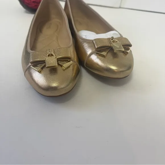 Michael Kors Alice Ballet Flats In Metallic Gold Color - Size 8.5 - New In Box