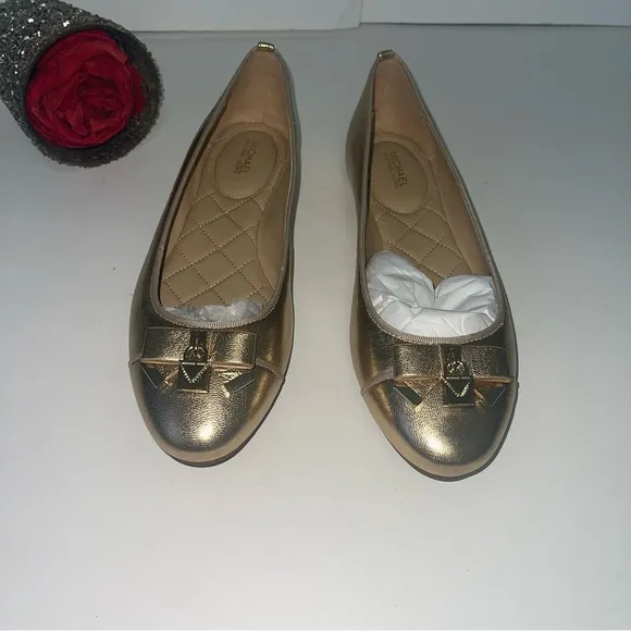 Michael Kors Alice Ballet Flats In Metallic Gold Color - Size 8.5 - New In Box