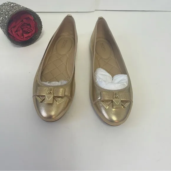 Michael Kors Alice Ballet Flats In Metallic Gold Color - Size 8.5 - New In Box
