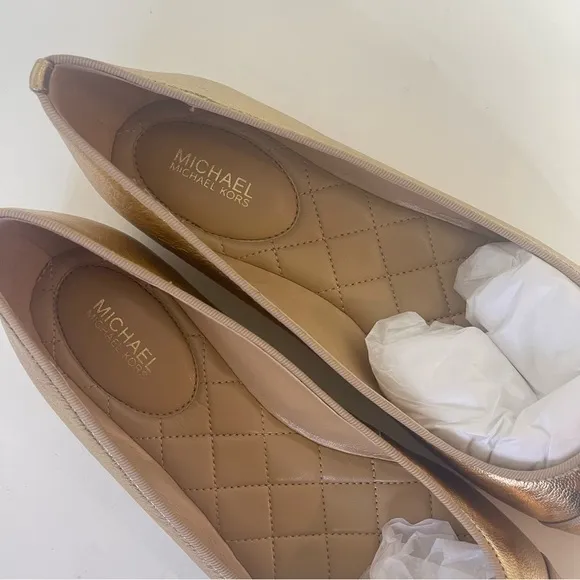 Michael Kors Alice Ballet Flats In Metallic Gold Color - Size 8.5 - New In Box