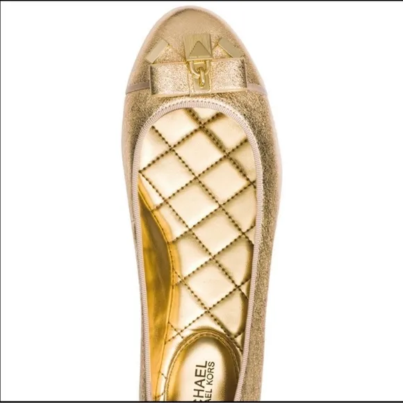 Michael Kors Alice Ballet Flats In Metallic Gold Color - Size 8.5 - New In Box